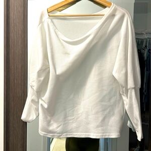 Off shoulder wide neck white top